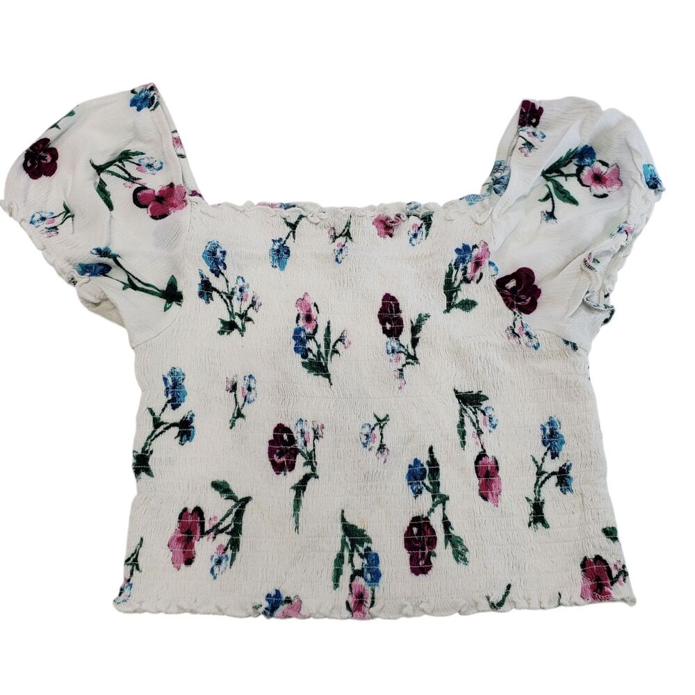 Ambiance Women's Large Blouse with Elastic Bodice and Cap Sleeves